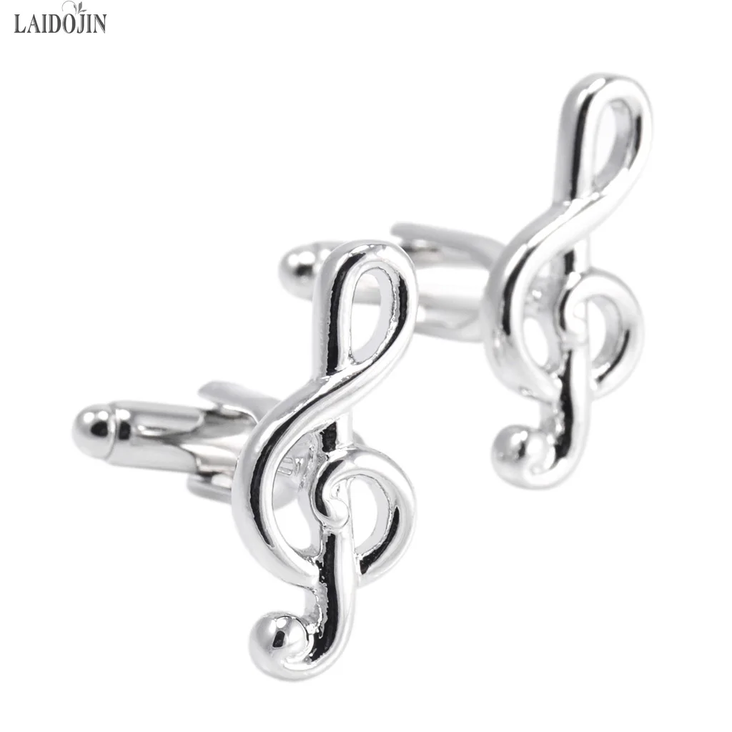 

LAIDOJIN Brand Silver Color Note Shape Cufflinks For Mens High Quality French Shirt Cuff Buttons Accessories Fashion Jewelry