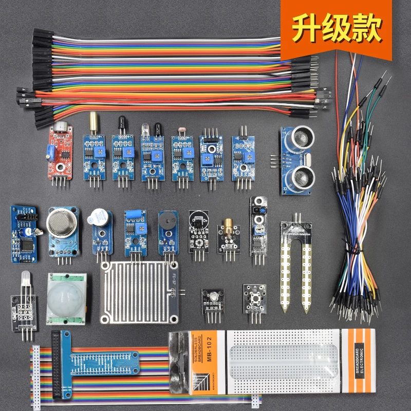 24 in1 sensor kit for Arduino UNO R3,Raspberry Pi 2 3 4 with GPIO Board, HC-SR04 501 ,Sound Sensor ,Breadboard and Jumper Wire