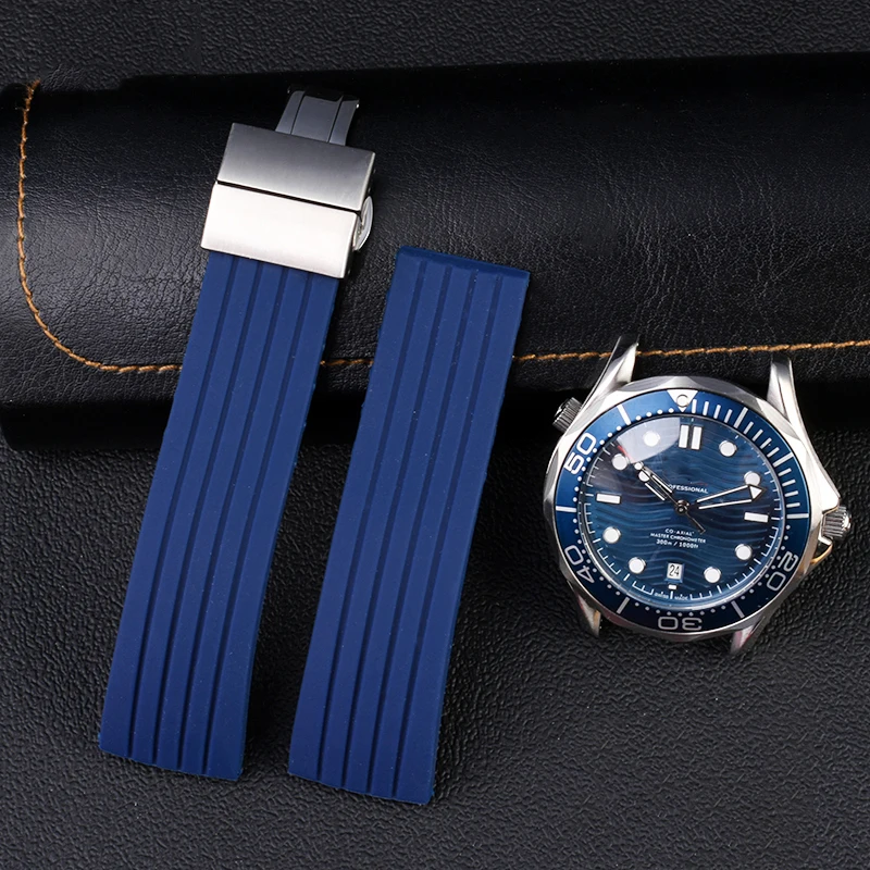

For Rolex MIDO Seiko Watch Band with Folding Buckle Silicone Sport Strap Waterproof Rubber Replacement Bracelet Accessories