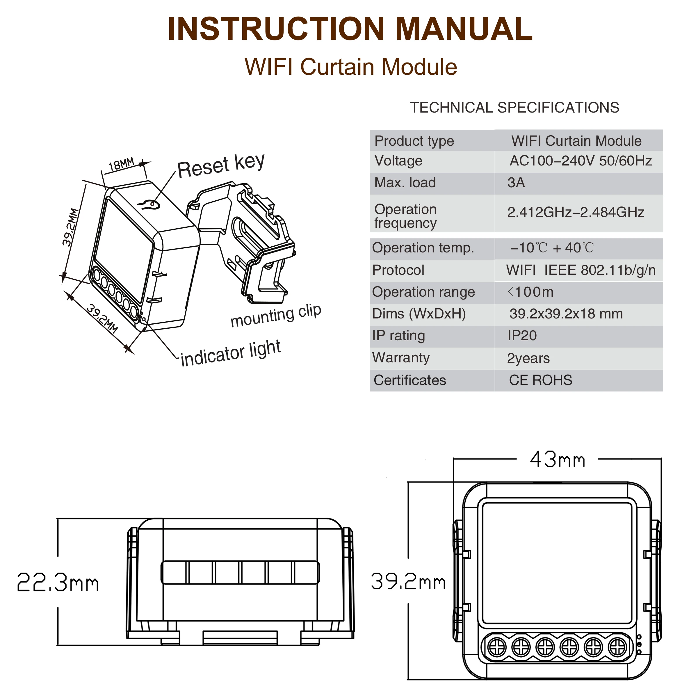 GIRIER Tuya Wifi inteligente cortina módulo ciego interruptor para la persiana Motor eléctrico banda 1/2 Compatible con Alexa de Google