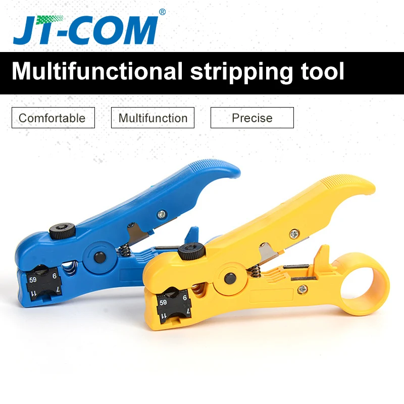 Multi-functional Wire Coax Coaxial Stripping Tool for UTP/STP RG59 RG6 RG7 RG11 Universal Cable Stripper Cutter Stripping Pliers