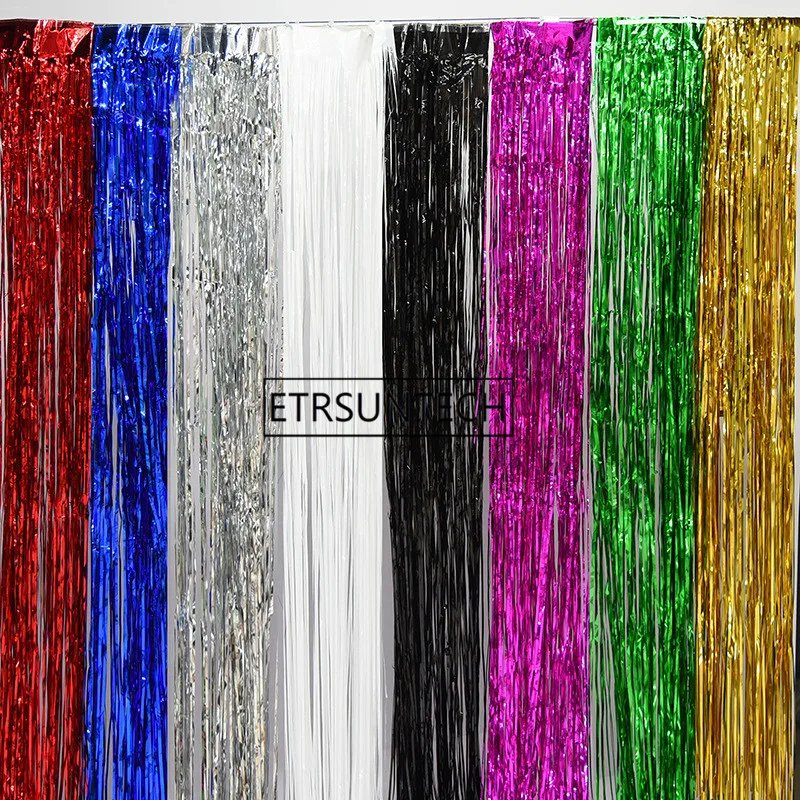 50pcs 1*2 Meters Multicolor Foil Fringe Shiny Rain Curtains Decor Wedding Decor Photography Background Supplies