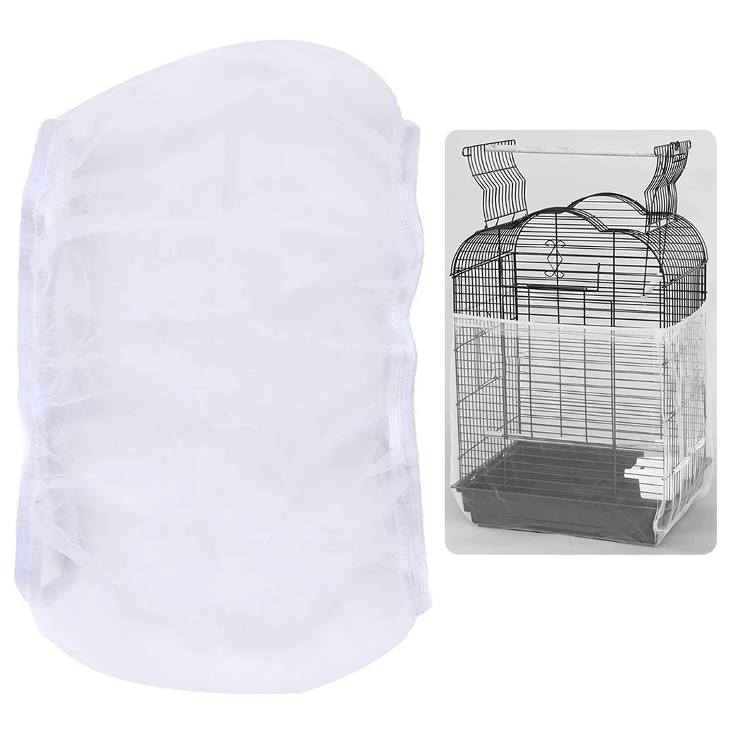 Mesh Receptor Seed Bird Parrot Cover Soft Easy Cleaning Nylon Airy Fabric Mesh Bird Cage Cover Catcher Bird Supplies