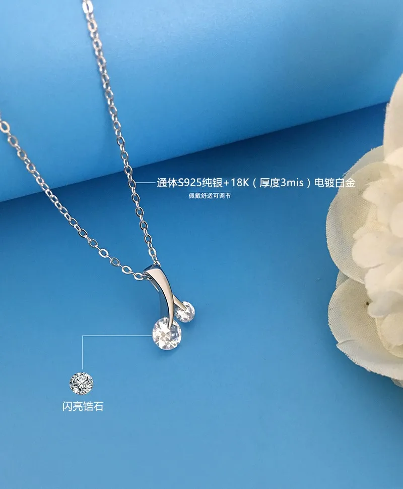 Full-body S925 sterling silver necklace inlaid with zircon simple exquisite light luxury Korean clavicle chain