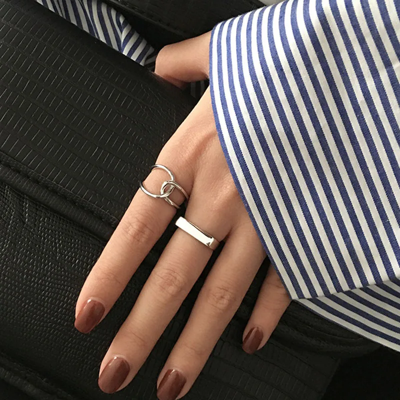 Foxanry Minimalist Silver Color Finger Rings Charm Women Girl Thai Silver Jewelry New Fashion Cross Twining Handmade Ring