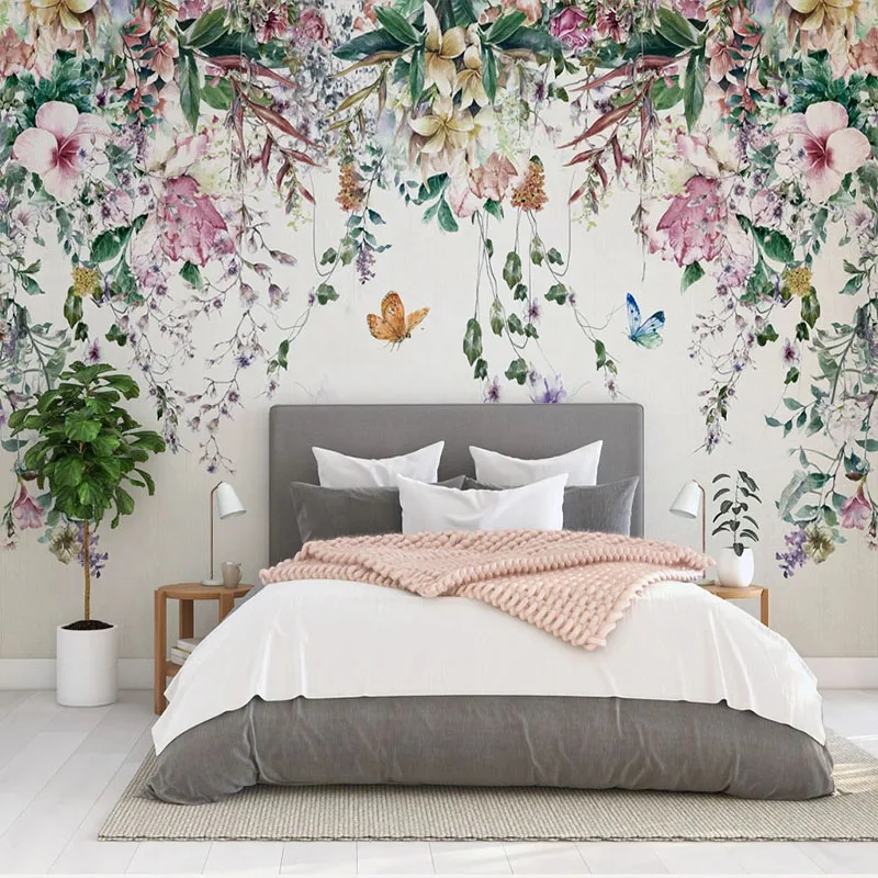 Custom 3D Wallpaper Modern Watercolor Vine Flower Photo Wall Murals Living Room Bedroom Romantic Home Decor Papel De Parede 3 D
