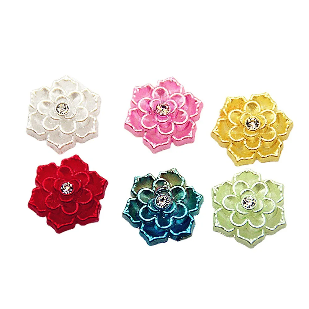 30PCS 17mm Bauhinia Imitation Pearl Diamond Flower Mobile Phone Case Toy Wedding Diamond Buckle Handmade DIY Diamond Accessories