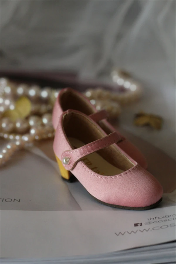 BJD doll shoes are suitable for 1/3 1/4 1/6 size wooden sole silk pearl high heels doll accessories