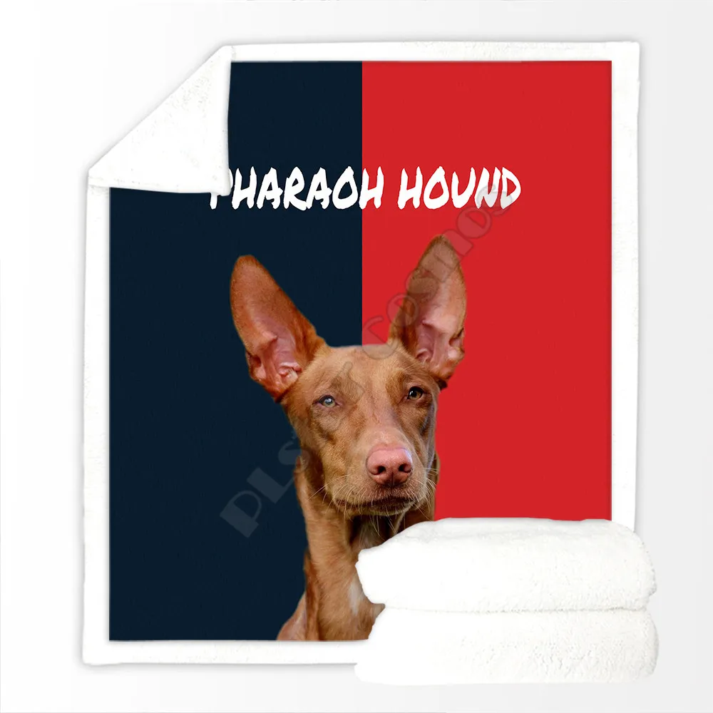 

Funny Pharaoh Hound Cozy Premium Fleece Sherpa 3D printed Fleece Blanket on Bed Home Textiles Dreamlike