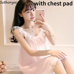 Nightgowns Women Princess Loose Sleeveless Kawaii White Sleepwear Sexy Sleeping Dress Chic Off Shoulder New Harajuku Cute Casual