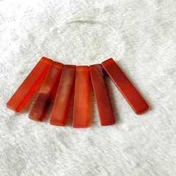 Wholesale 6 stones/set Natural Red Agate Carnelian Bead,5x10x50mm Blade Beads Long Rectangle Bead For Necklace Jewelry