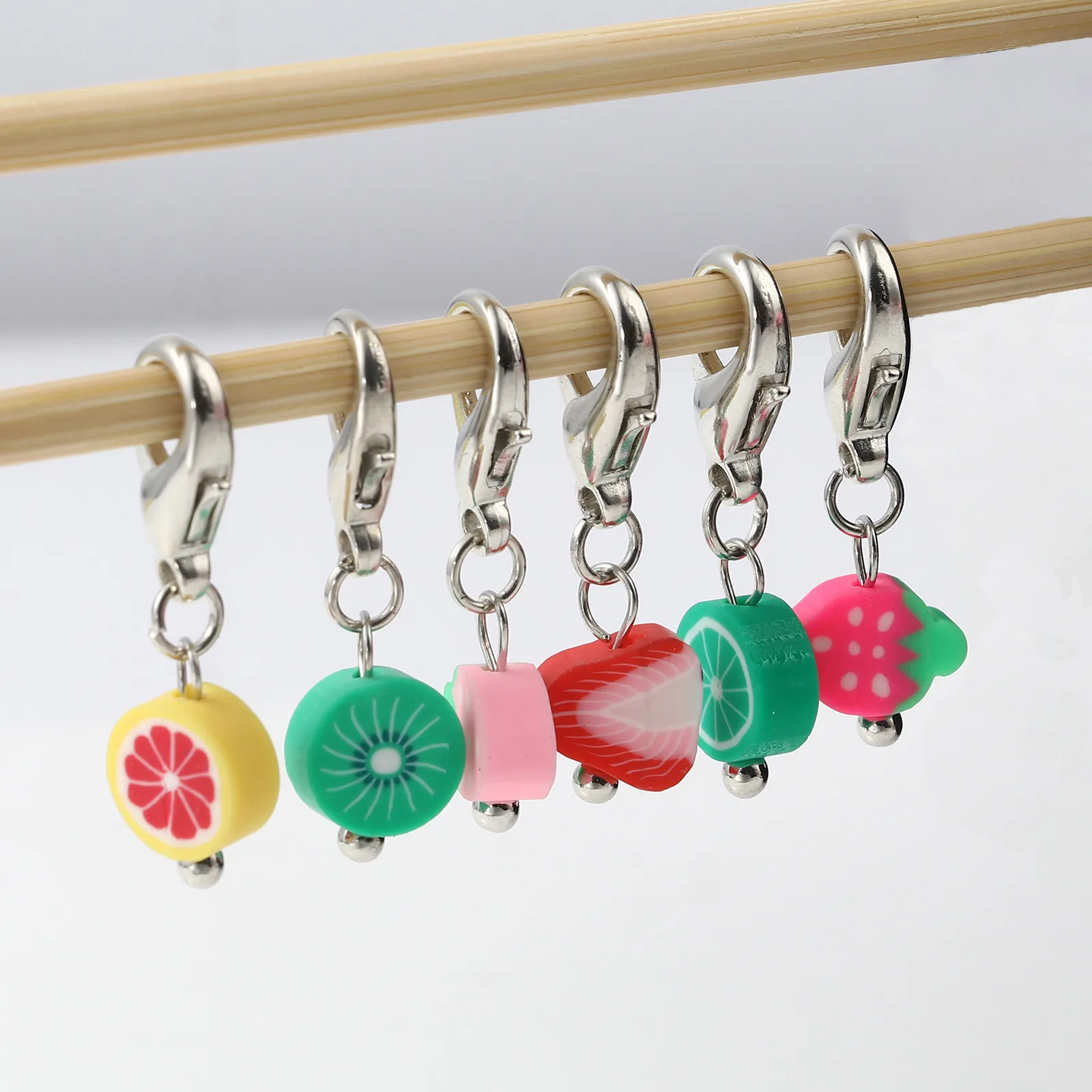 6 PCs/set Fruit Knitting Stitch Markers Crochet Latch Knitting Tools Needle Clip Hook For DIY Knitting Zinc Alloy Polymer Clay