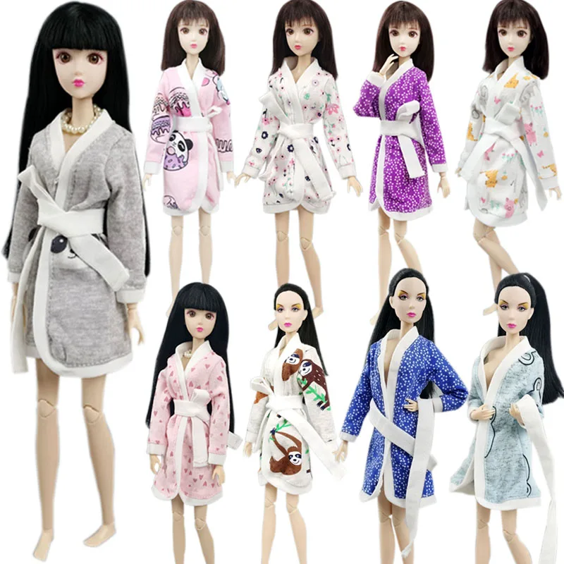 Розовый серый халат с сердцем для куклы Барби костюм для ванной
