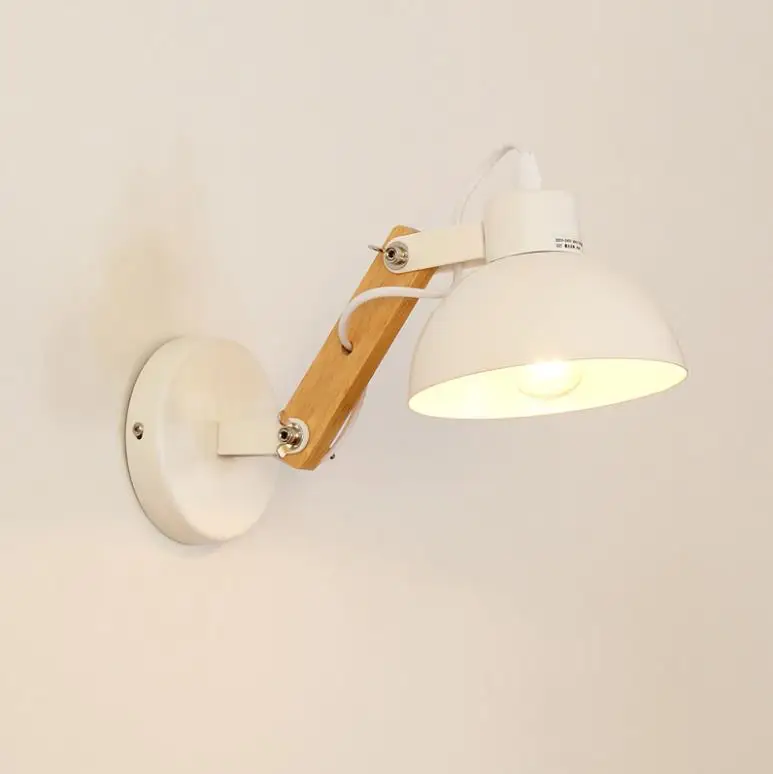 Nodic Sconce Wall Light For Home Wood Iron Hallway Bedroom Home Office Adjustable Arm Light Fixtures LED Wall Lamp