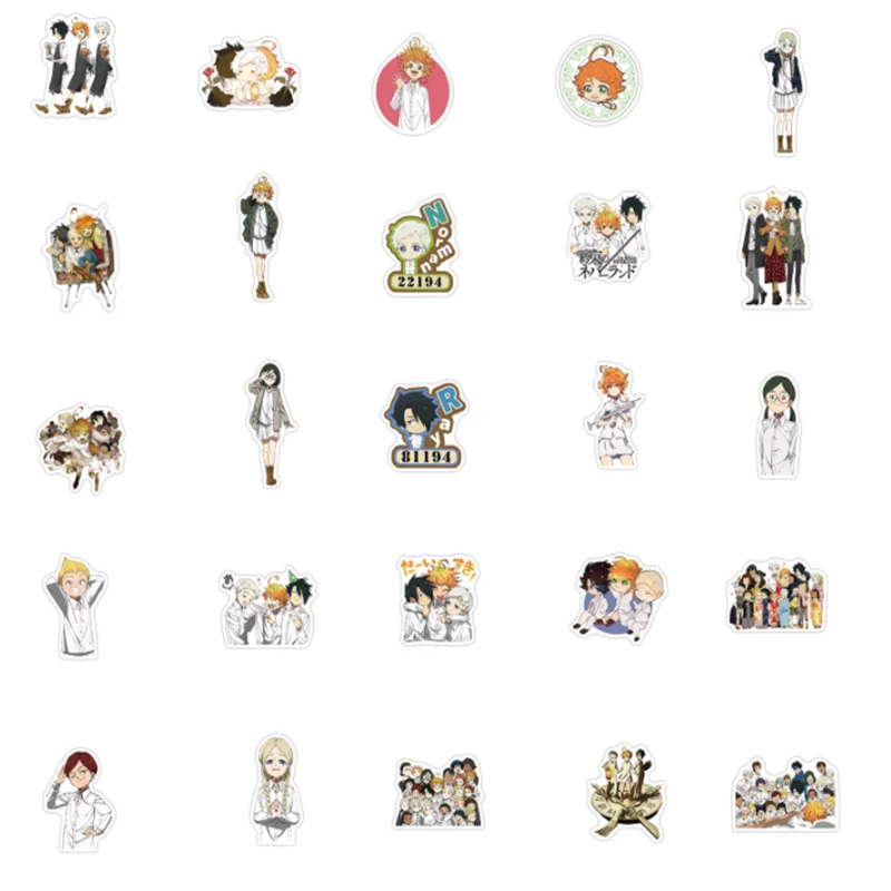 10/30/50pcs   The Promised Neverland Graffiti  Helmet Classic  Stickers Waterproof Skateboard  Pencil  Cases  Travel Suitcase