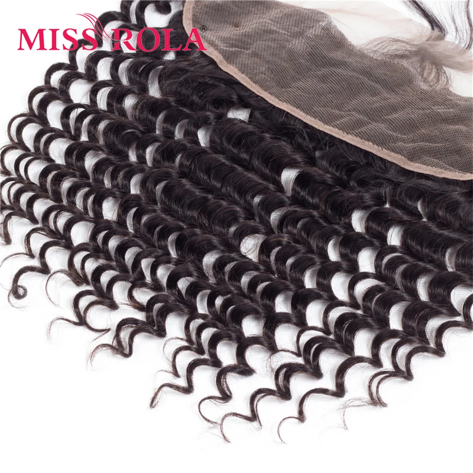 Miss Rola 13x4 Deep Wave Lace Frontal Closure Brazilian Human Hair Ear To Ear Lace Frontals Natural Color Remy With Baby Hair