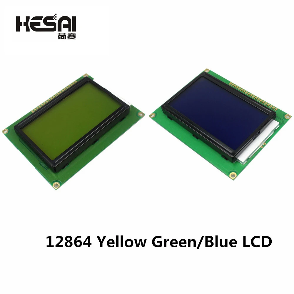 

12864 128x64 Dots Graphic Yellow Green/Blue Color With Backlight LCD Display Module ST7920 Parallel Port For Arduino Diy Kit