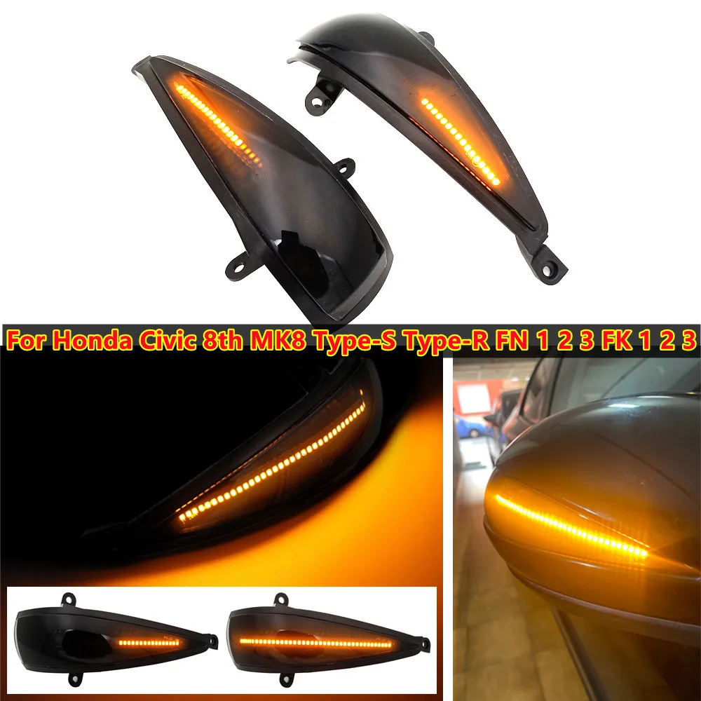 Honda Civic 8th MK8 Type-S Type-R FN 1 2 3 FK 1 2 3 다이나믹 블링커 LED 방향 지시등 백미러 표시기 2Pcs