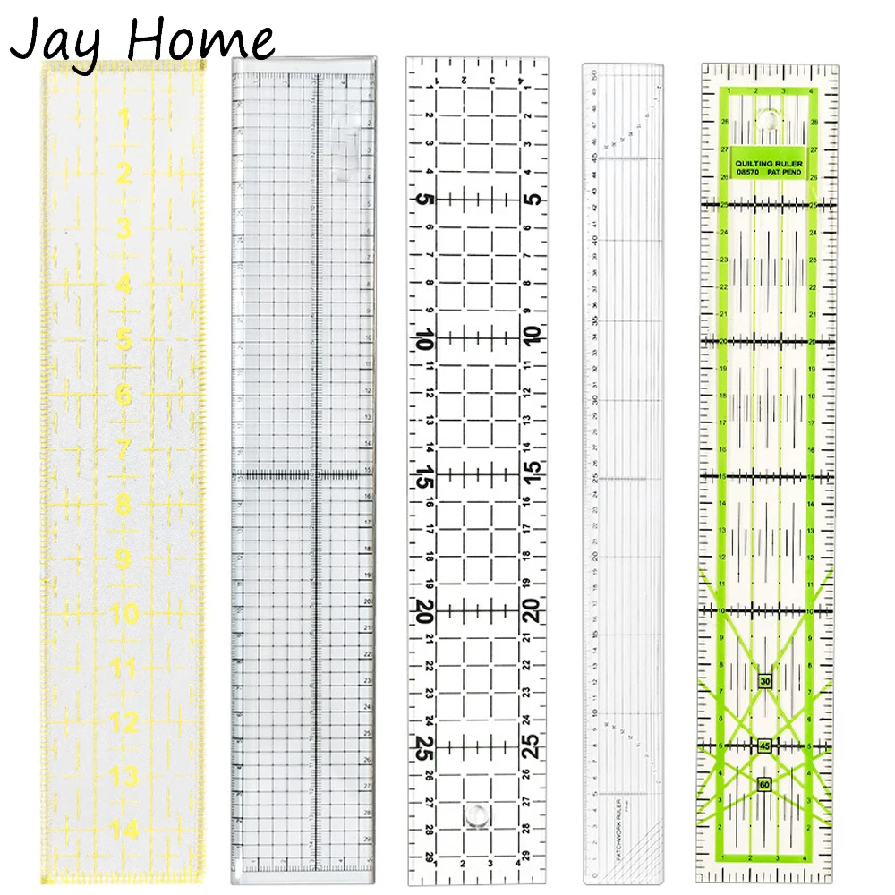 1PC Acrylic Quilting Ruler Clear Transparent Patchwork Ruler with Double-Colored Grid Lines for DIY Cutting and Crafts Sewing