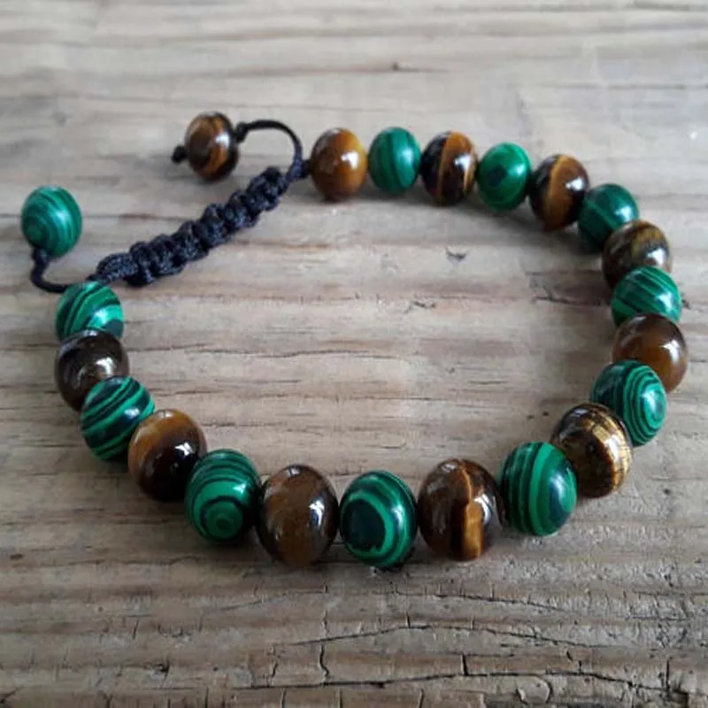 Prosperity Tiger Eye Malachite Energy Muse Transformation Healing Crystals Protection Good Fortune Bracelets Womens Mens Gift