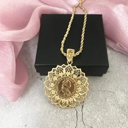 Algeria Best Selling Model Hollow Flowers Necklace and Earring Set Arabic Bridal Jewelry Set Napoleon Figure Necklace S