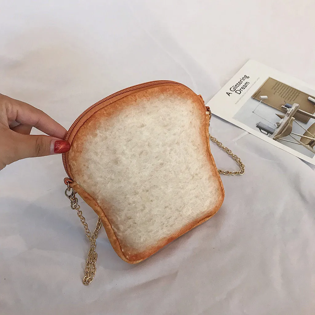 2022 New Handbag Small Bread Pattern Shoulder Bag Funny Personality Crossbody Bag Diagonal Cute Chain Bag Fashion Messenger Bag