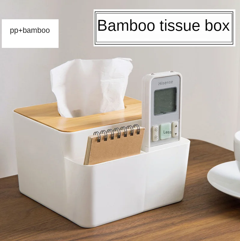 Hot Selling Desktop Storage Tissue Box Home Creative Desktop Bamboo Wood Tissue Box Living Room Car Tissue Box Drawer Tray