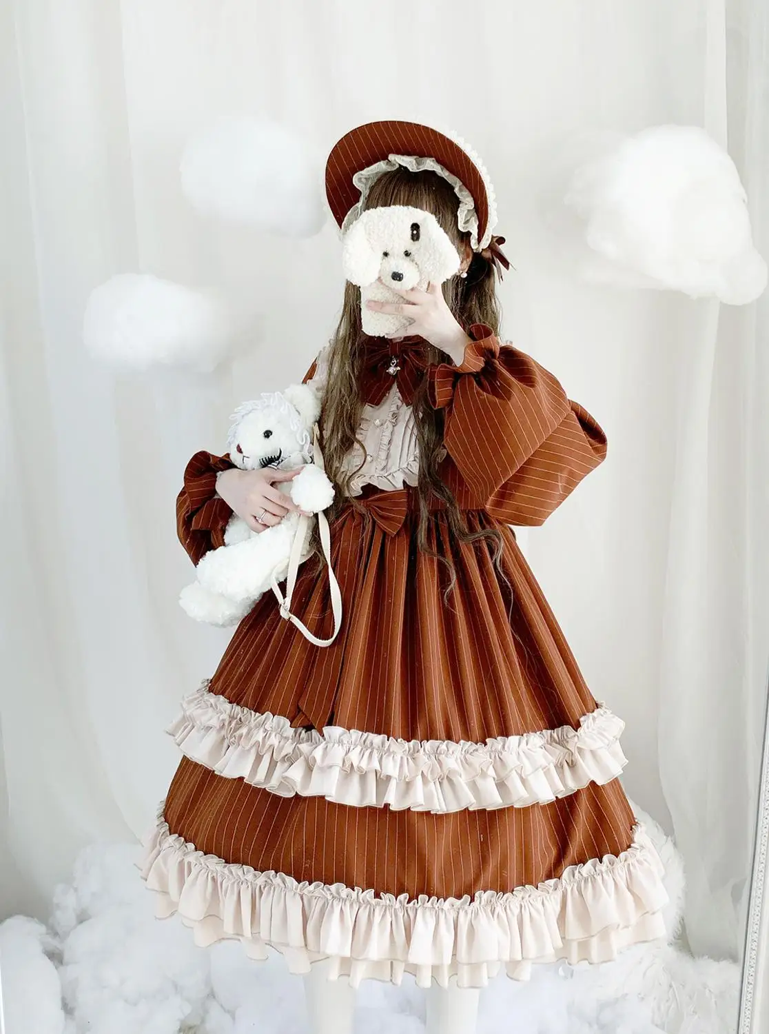 Robe princesse lolita rétro pour filles, tenue victorienne à rayures, taille haute, avec nœud papillon, style gothique, kawaii, op loli cos