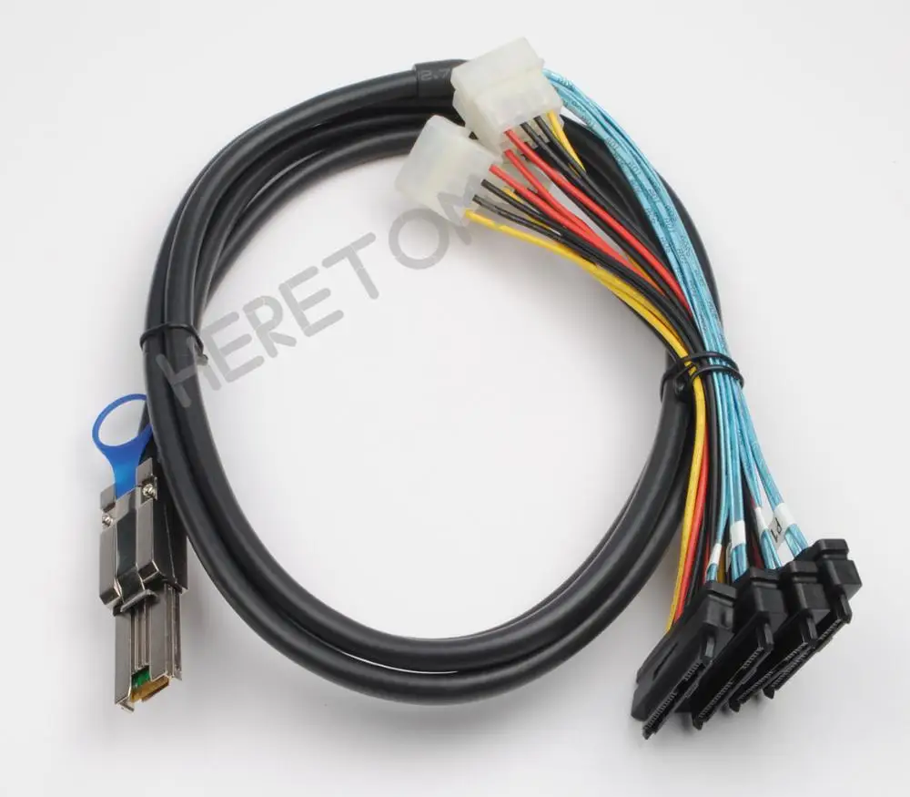 SFF-8088 To SFF-8482 SAS SATA Cable Mini SAS 26Pin SFF 8088 To 4  8482 SAS 29Pin SAS Cable with Big 4Pin Power Cable 100CM/200CM