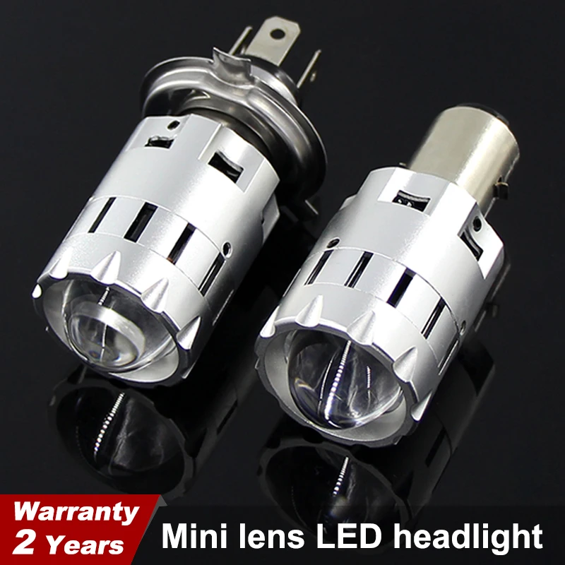 Motorcycle Led H4 H6 BA20D Headlight Bulbs Mini Bi-LED Headlight Lens Moto 4800LM Hi Lo Lamp Scooter ATV Accessories Fog Lights