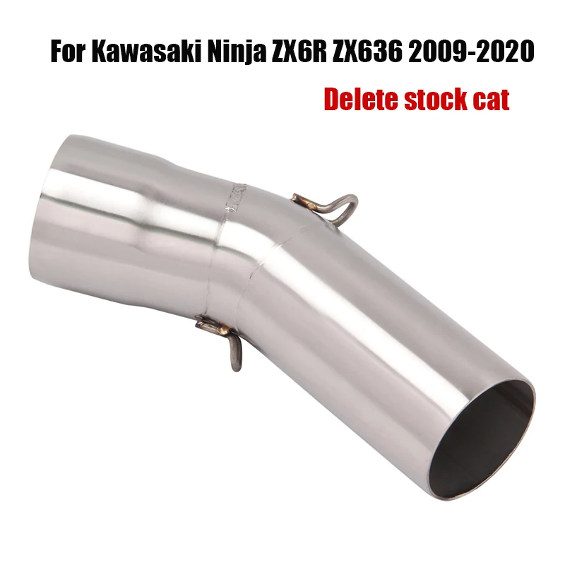 For Kawasaki Ninja ZX6R ZX636 2009-2020 Exhaust Mid Link Pipe Escape Connecting Tube Stainless Steel Slip On 51MM Motorcycle