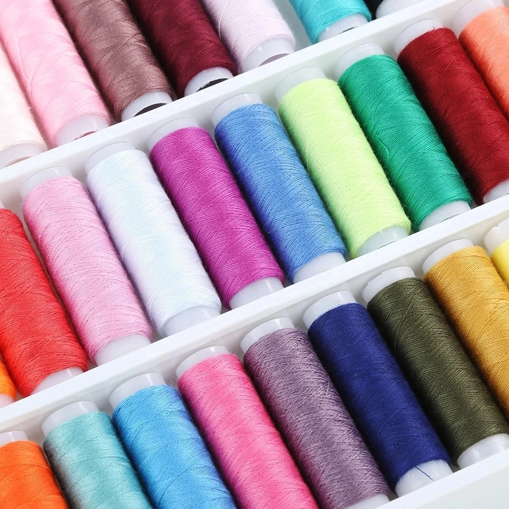 39Pcs Mixed Colors 100% Polyester Yarn Sewing Thread Roll Machine Hand Embroidery 200 Yard Each Spool For Home Sewing Kit