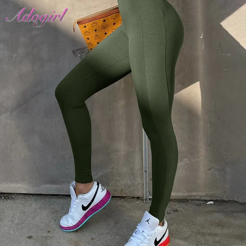 Women Jogger Pants Solid Ribbed Knitted High Waist Sport Legging Sweatpants Push Up Fitness Outfit Cargo Pants Workout Trousers