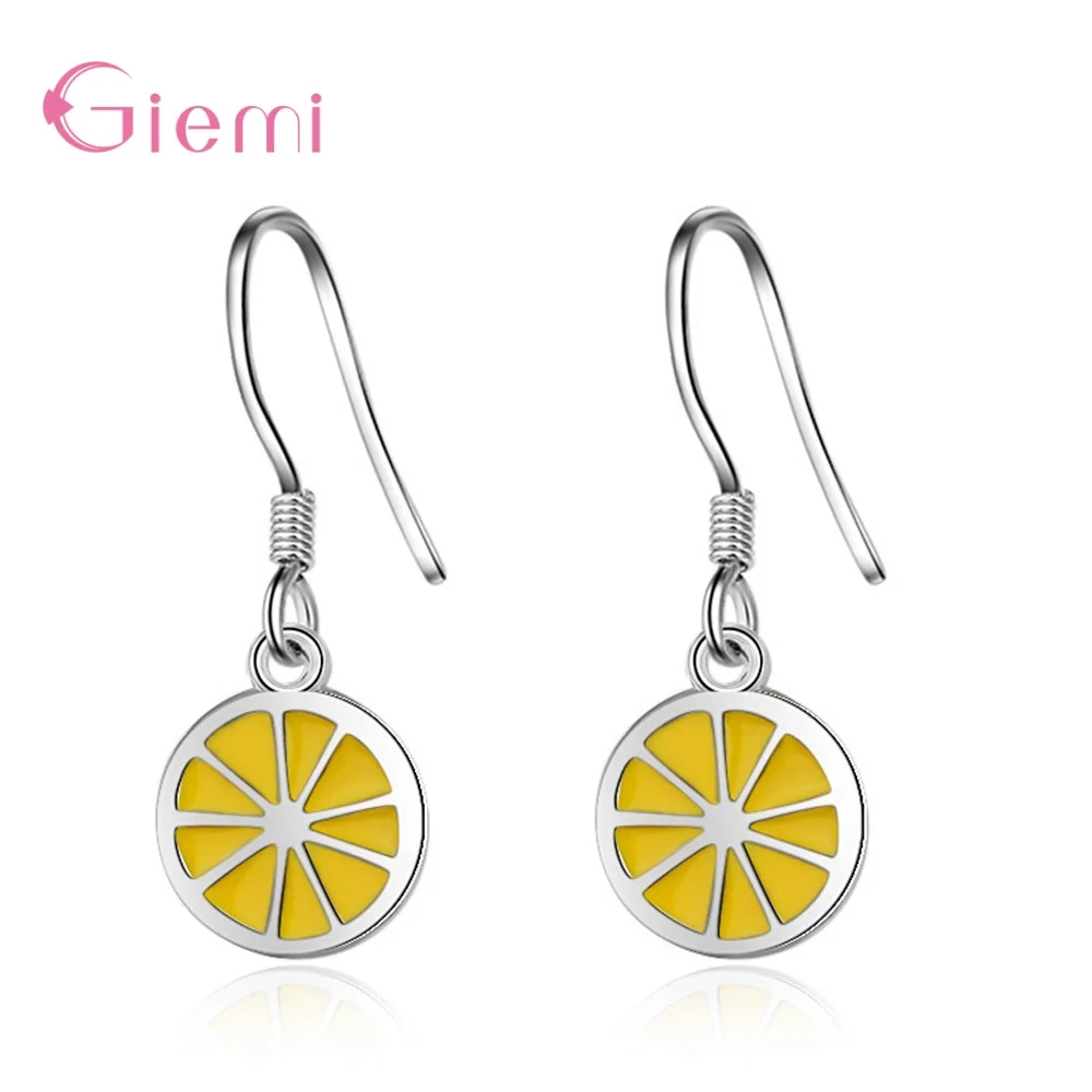 Cute Simple 925 Sterling Silver Lemon Hook Earrings for Women Girl Fashion Temperament Earrings Gift Jewelry Brincos