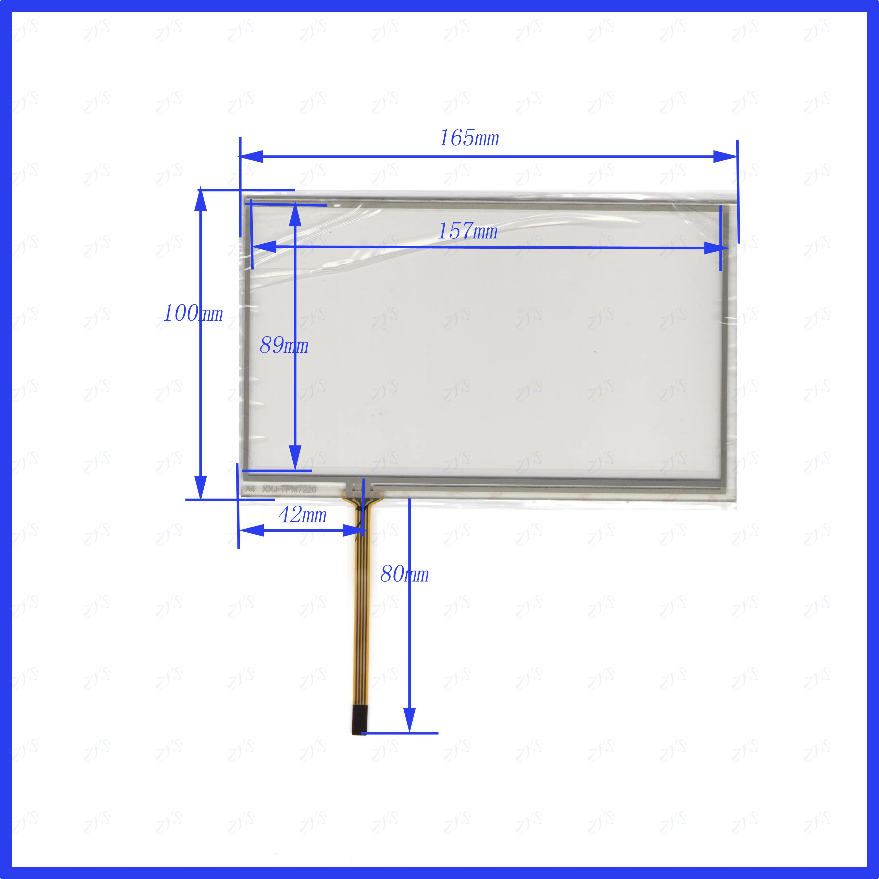 

ZhiYuSun TPM7220 164*100mm Contact point up 7inch Line-up distance to the left 42mm Touch sensor glass Resistance screen