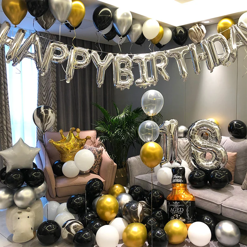 

Happy Girl Boys Aluminum Film Balloon Set Scene Background Wall Layout Male Adult Party Decoration Supplies