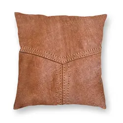 Brown Leather Texture Cushion Cover 40x40 Decoration Print Medieval Style Throw Pillow Case for Car Double Side