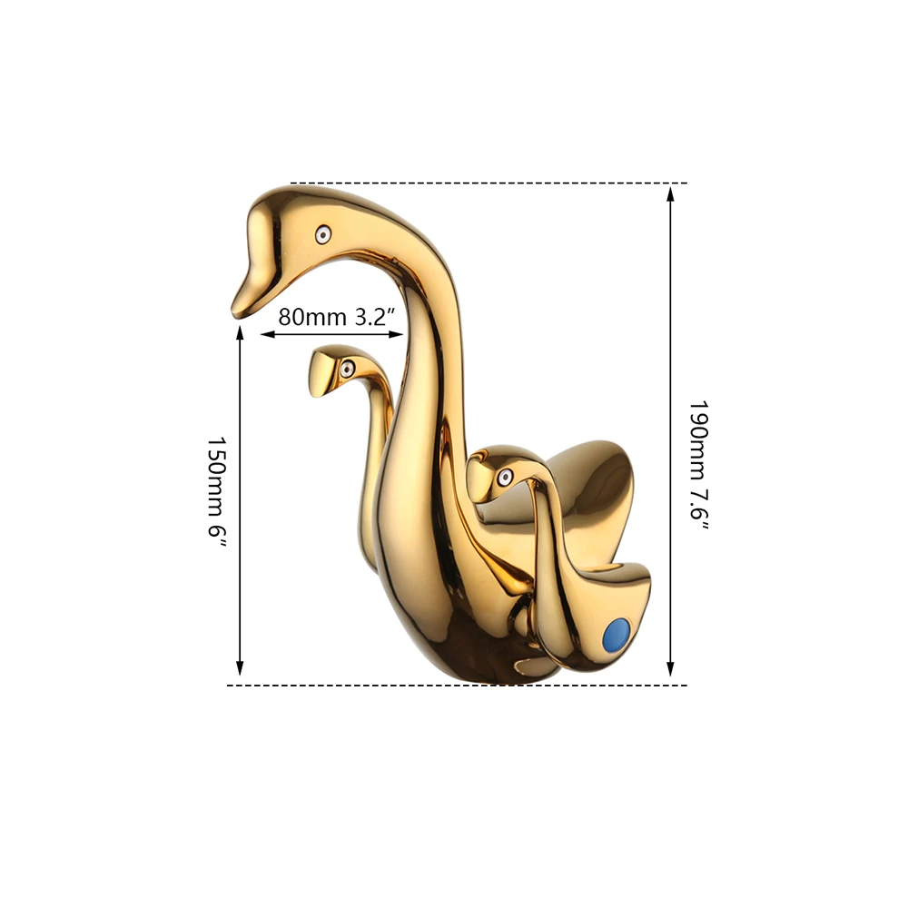Imagem -02 - Yanksmart Ouro Polido Cisne Torneira do Banheiro Bacia Sink Deck Montado Alças Banheira Lavatório Torneira Misturadora de Água