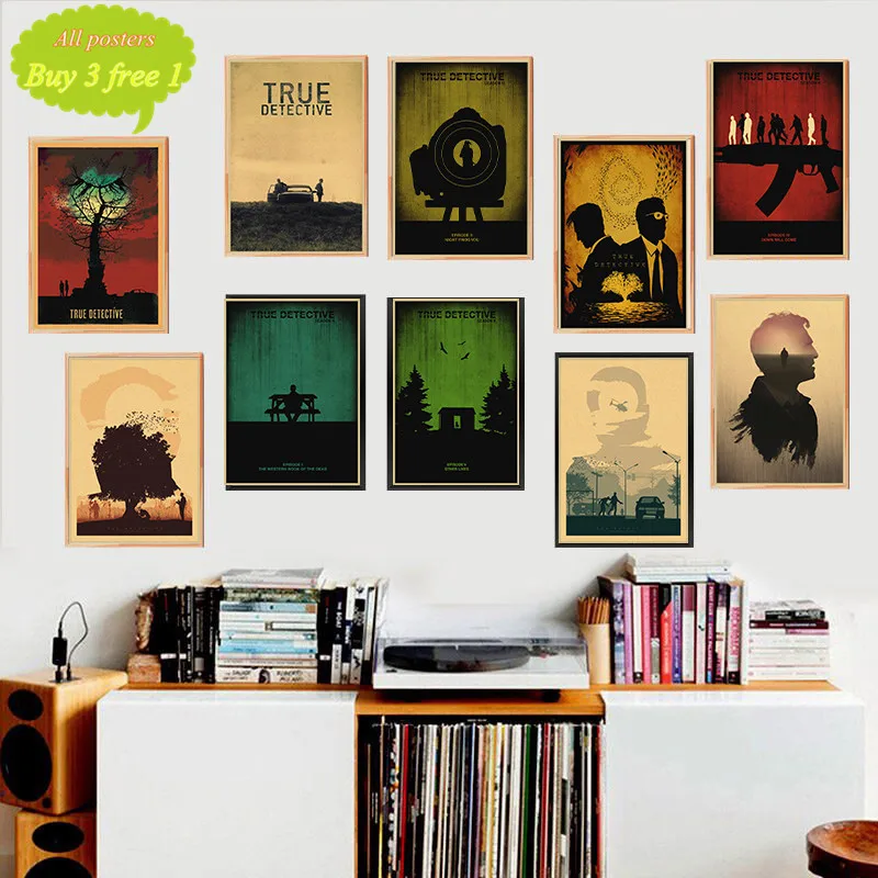 Classic Movie Vintage True detective retro posters kraft wall paper For Home Decor wall stickers