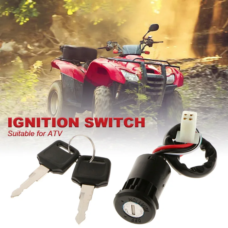 

4 Pin Wire ATV Ignition Key Switch For Chinese Quad 4 Wheeler ATV Go Kart TAOTAO Sunl Roketa Kazuma 50cc 70cc 90cc 110cc 125cc