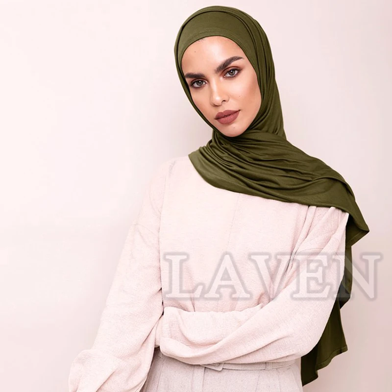 Cotton Jersey Instant Hijab Scarf Muslim Fashion Plain Wraps Soft Women\'s Head Hood Scarf Elasticity Shawls Underscarf Headscarf