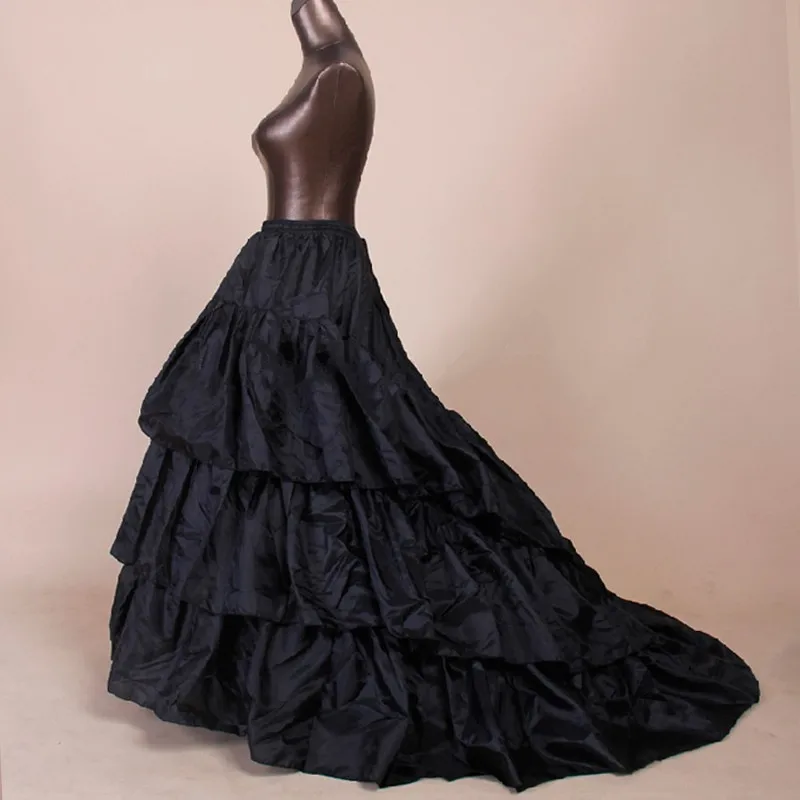 Preto ou branco trilha um tamanho acessórios de casamento nupcial crinolines vestidos de novia underskirt agitação noiva petticoat pj023