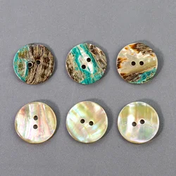 10PCS 17/20/25mm Real Abalone Shell Button 2 Hole Embellishment for Clothing DIY Scrapbooking Accessories Beauty Sewing Supplies