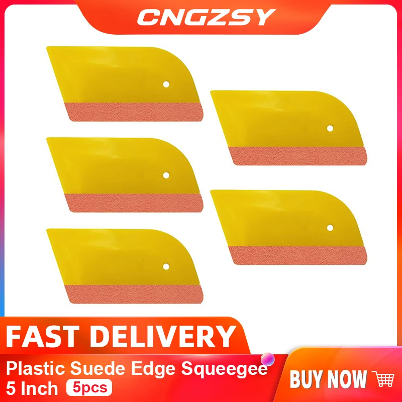 

5pcs Plastic Suede Edge Squeegee 5 Inch for Car Vinyl Scraper Decal Applicator Tool 5A71S