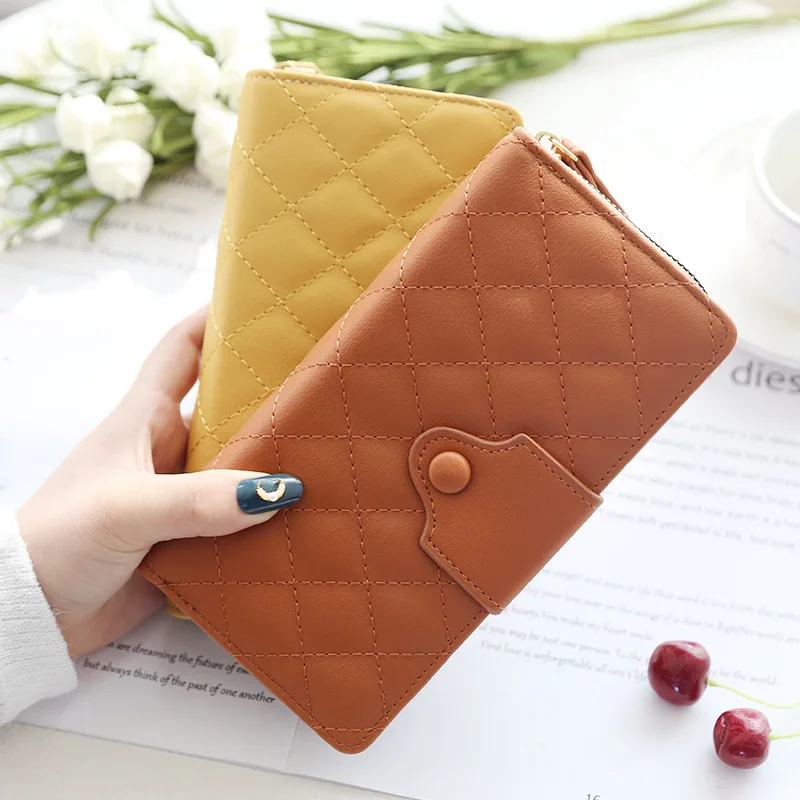 Women Long Wallet PU Leather Female Plaid Purses Card Holder Wallet Fashion Woman Zipper Wallet Lady Clutch Coin Purse Money Bag