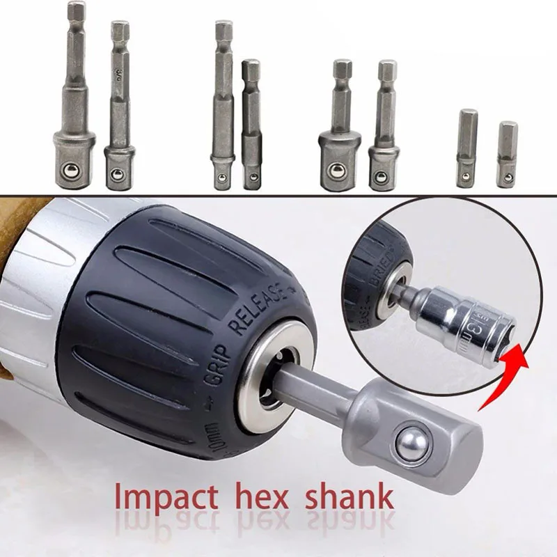 8pcs Sleeve Connecting Rod Head Socket Adapter Impact Hex Shank Drill Bits Bar Set 1/4\