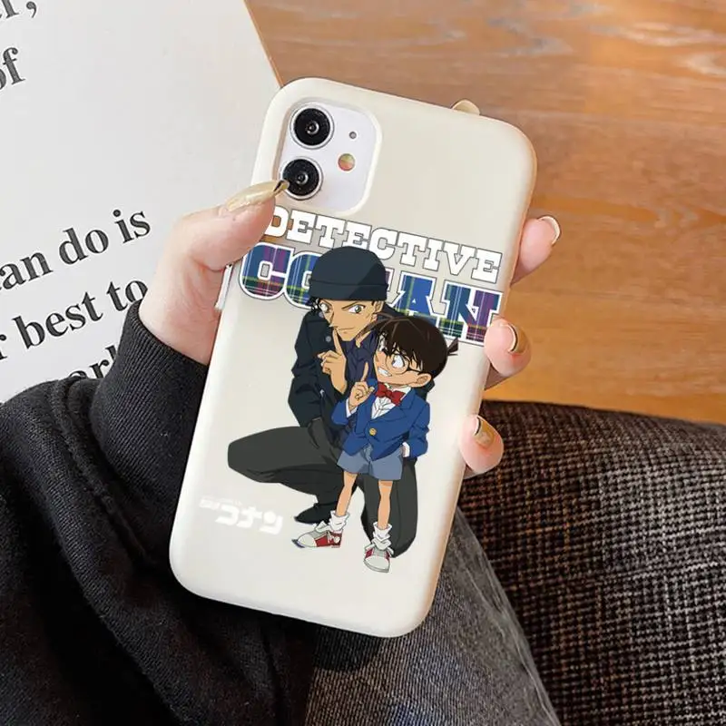 Anime Detective Conan Phone Case for iphone 13 11 Pro Max X XS Max XR Solid Color Soft Cover for iphone 7 8 6 6S Plus Funda