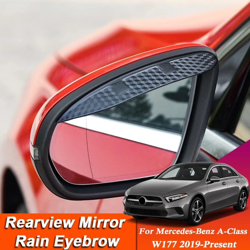 Car-styling For Mercedes-Benz A-Class W177 2019-Present Carbon Fiber Rearview Mirror Eyebrow Rain Shield Anti-rain Cover Sticker