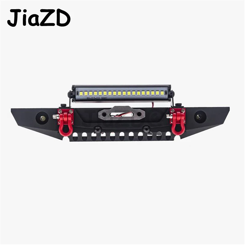 1 Set RC Metal Front Bumper & LED Light for Traxxas TRX-4 TRX4 Axial Scx10 Scx10 II 90046 90047 1/10 RC Crawler Car AY09