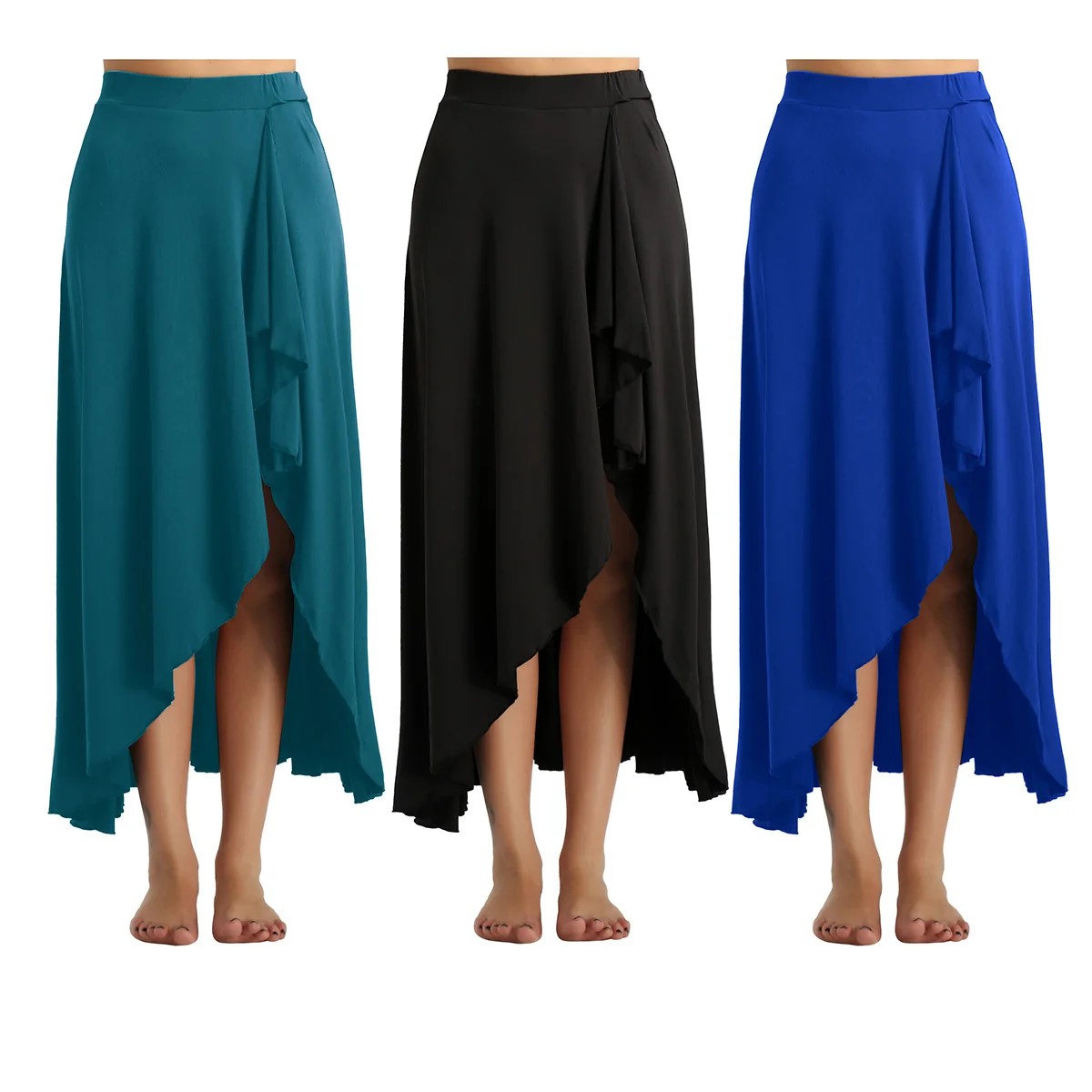 Vrouwen Asymmetrische Dans Gymnastiek Ballet Rok Ballroom Dans Kostuum Volwassen Dancewear Lyrische Dans Rok